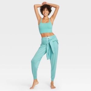 Teal Blue Colsie 3 Piece Matching Set - Bralette, Shorts, Pants